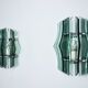 Pair of Veca wall lights, green murano glass, Italy 1970