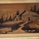 Pyrographed Alpine Table - Mid-Century Folk Art - Chalet Atmosphere