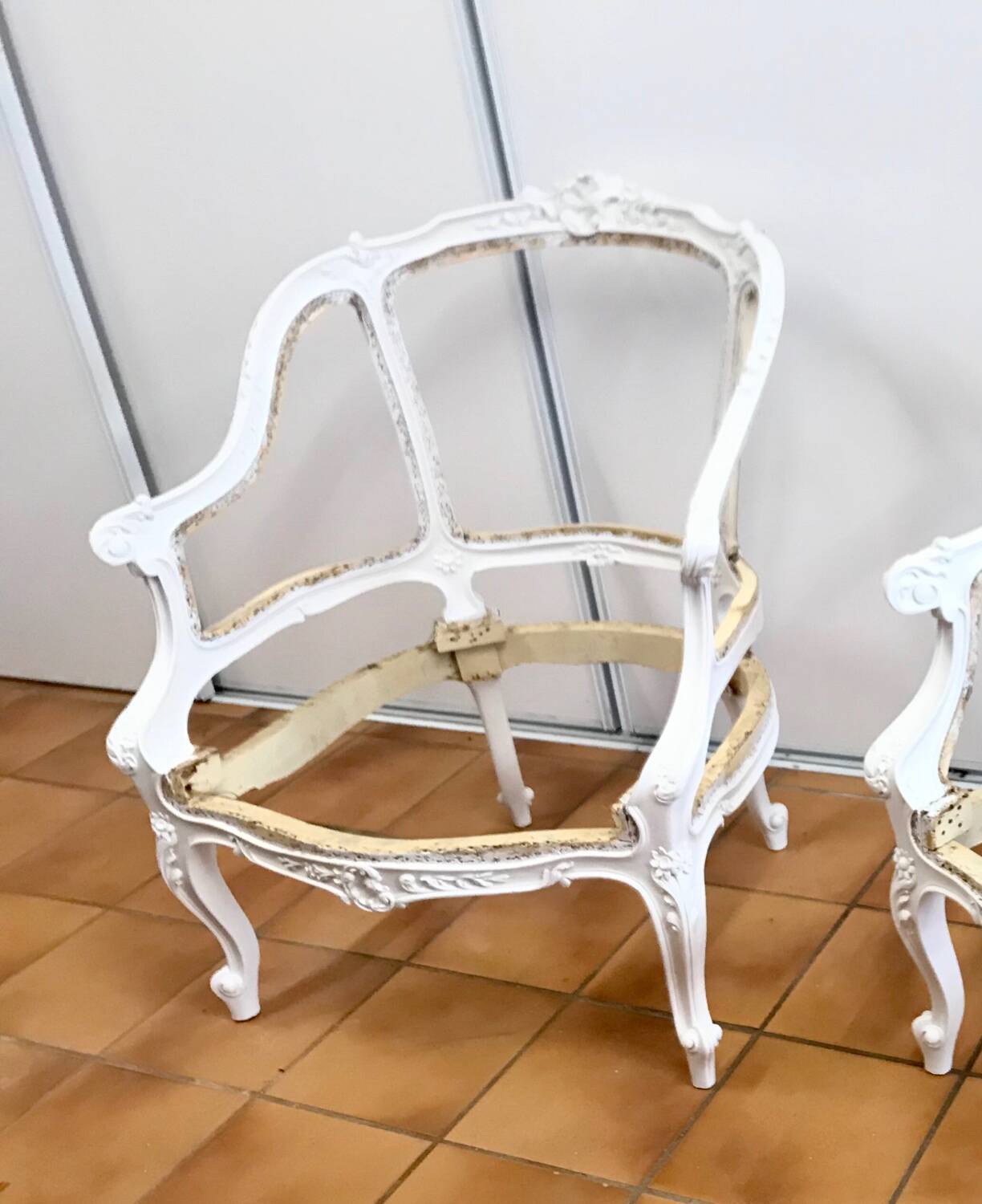 Old fully restored shepherdess armchair