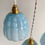 Sky blue opaline globe suspension