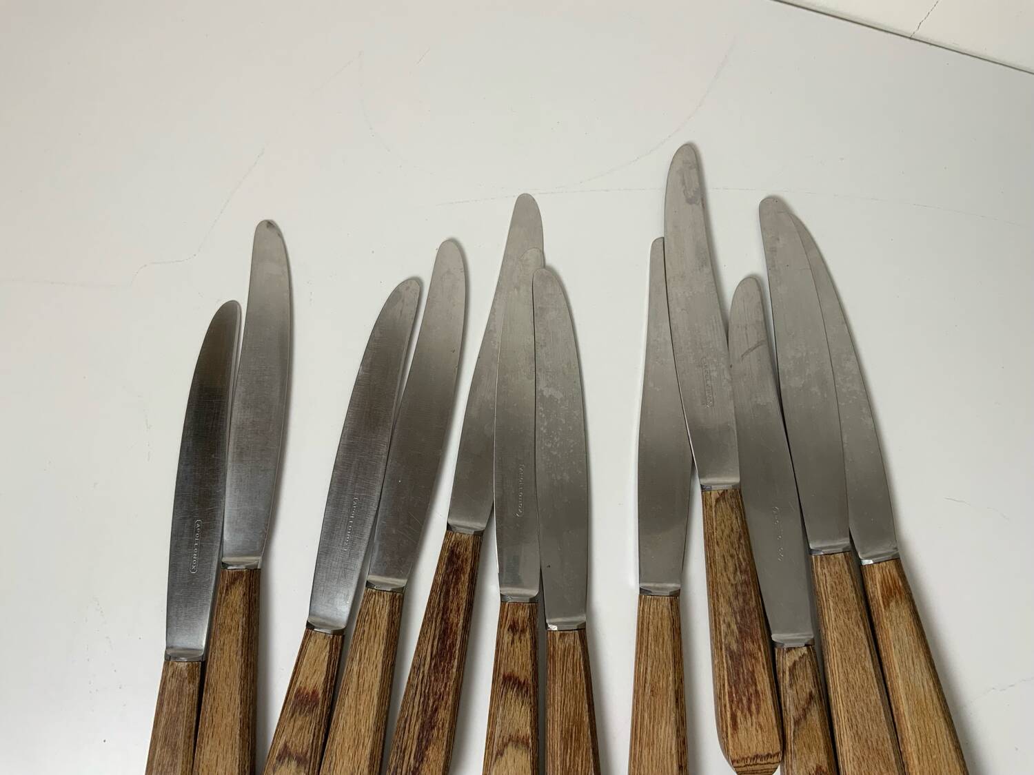 12 wooden handle knives