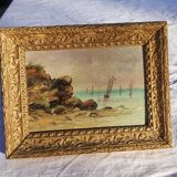 2 old paintings - oil on wood - theme: marine