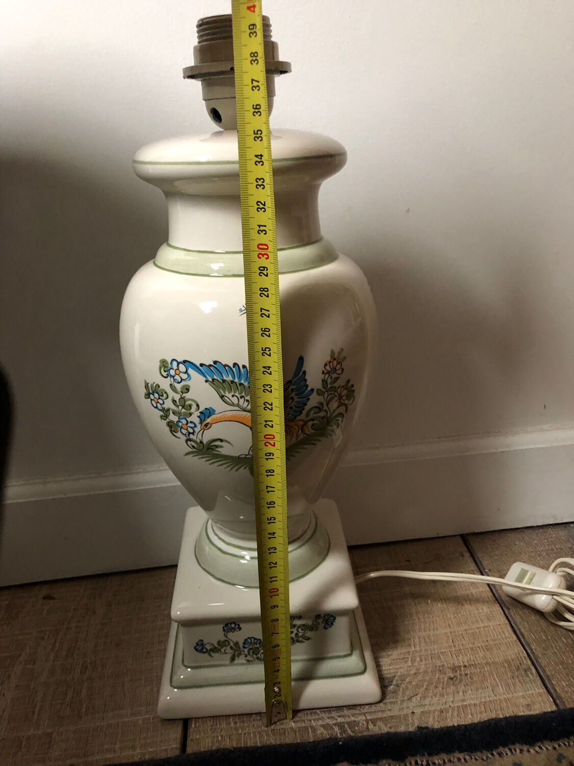 Antique lamp foot in Moustiers porcelain