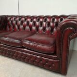 Chesterfield leather sofa burgundy English style