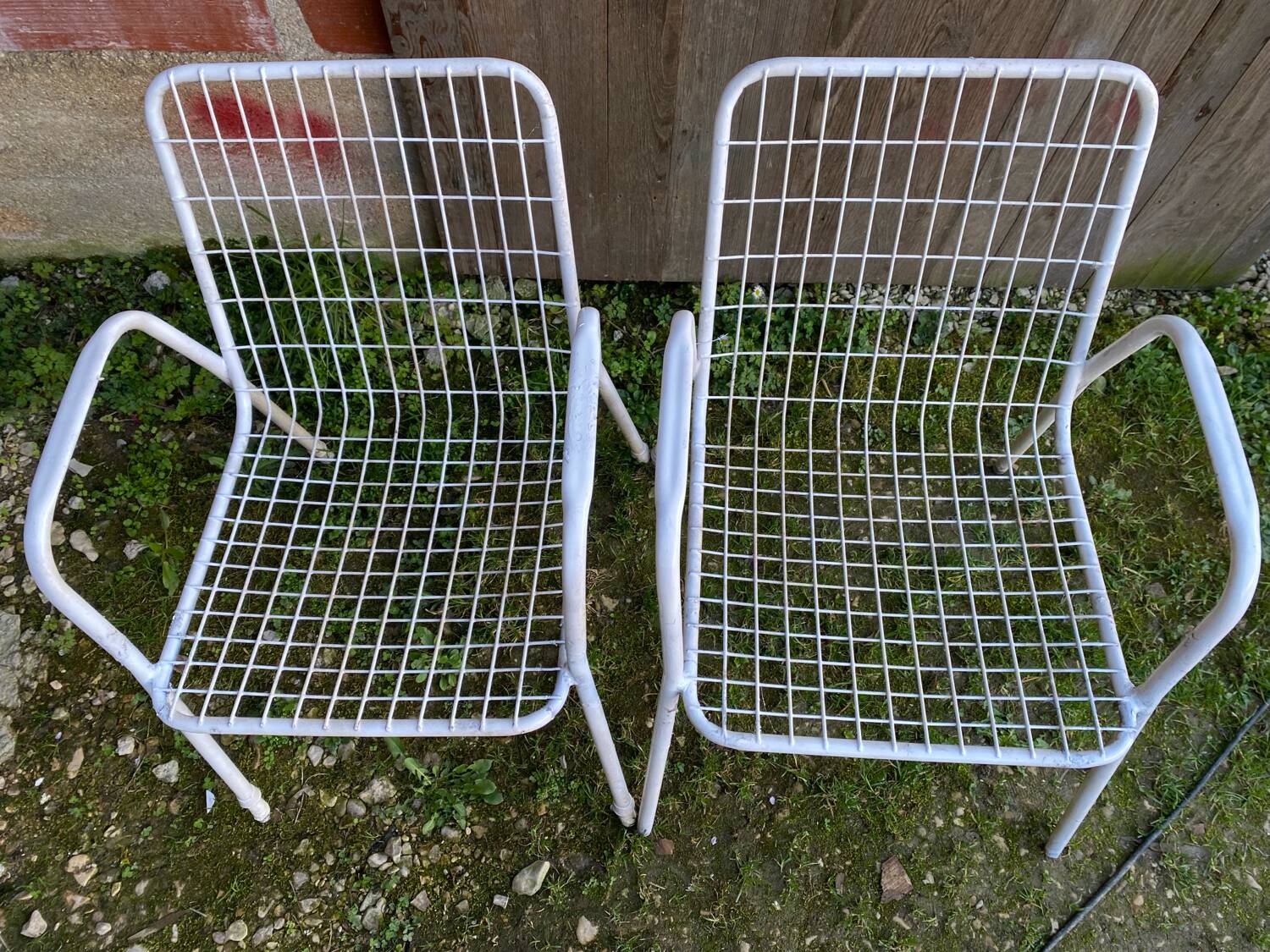 Pair of Antique EMU RIO Armchairs in White Metal Vintage