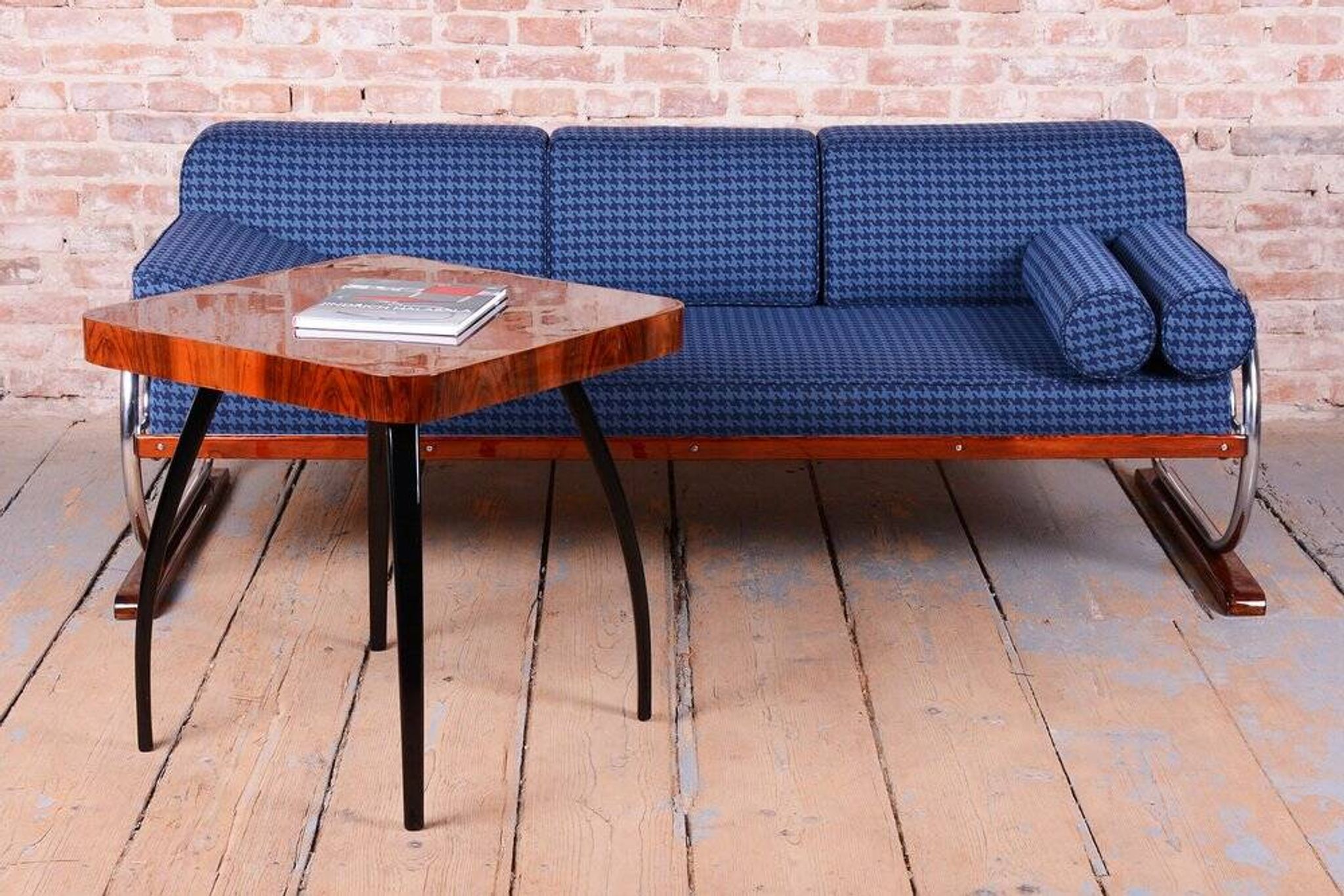 Czech Bauhaus Chrome and Beech Sofa attributed to Robert Slezak, 1930s