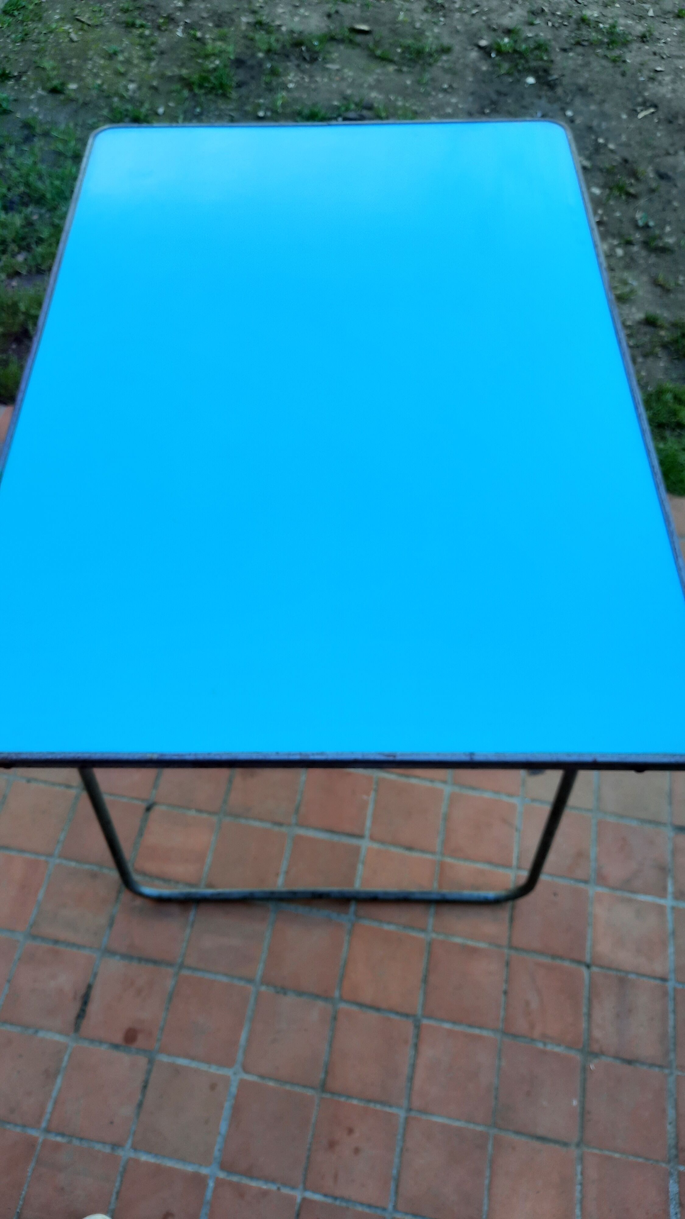Blue camping folding table