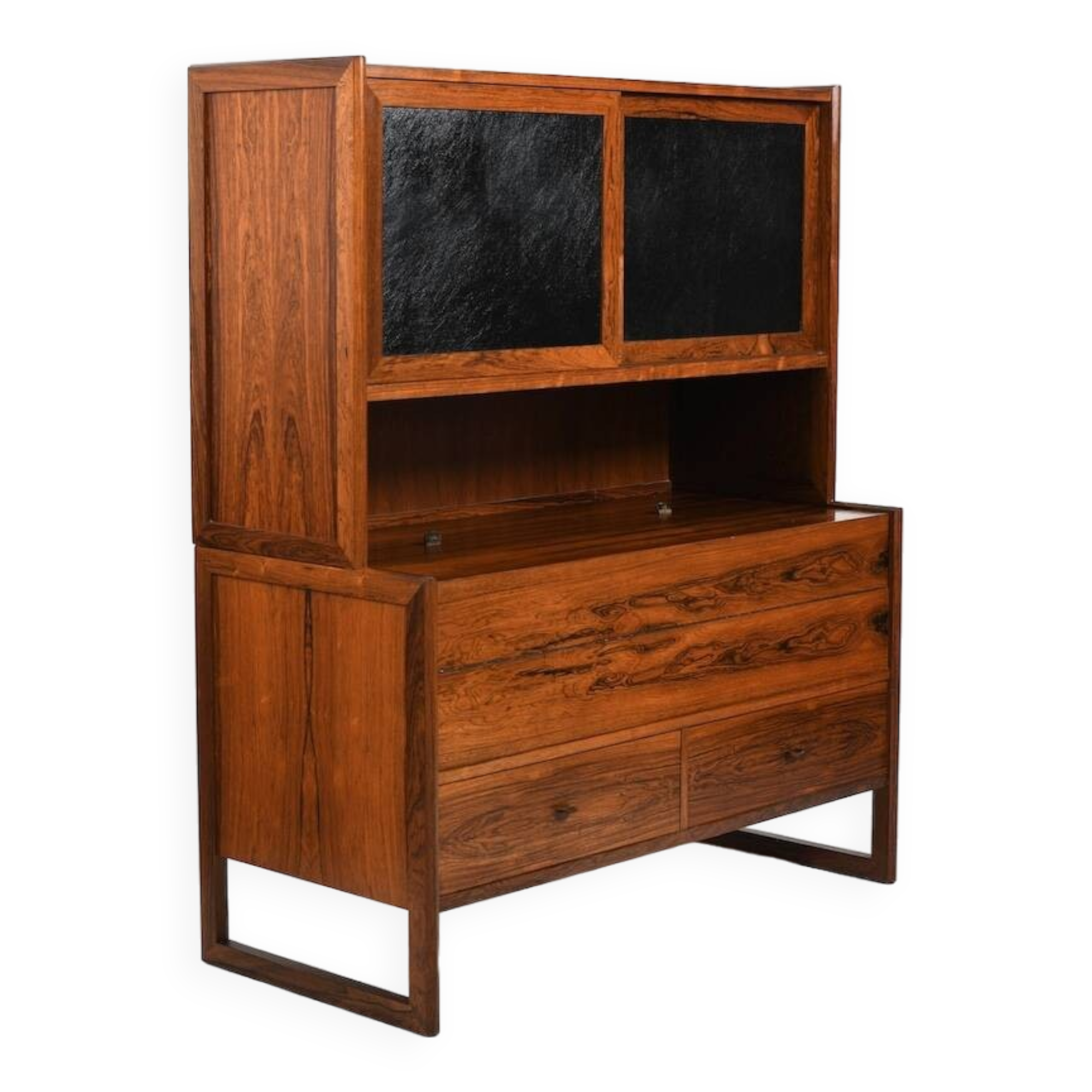 Rare Danish Bar Cabinet with Leather Parts 1960s