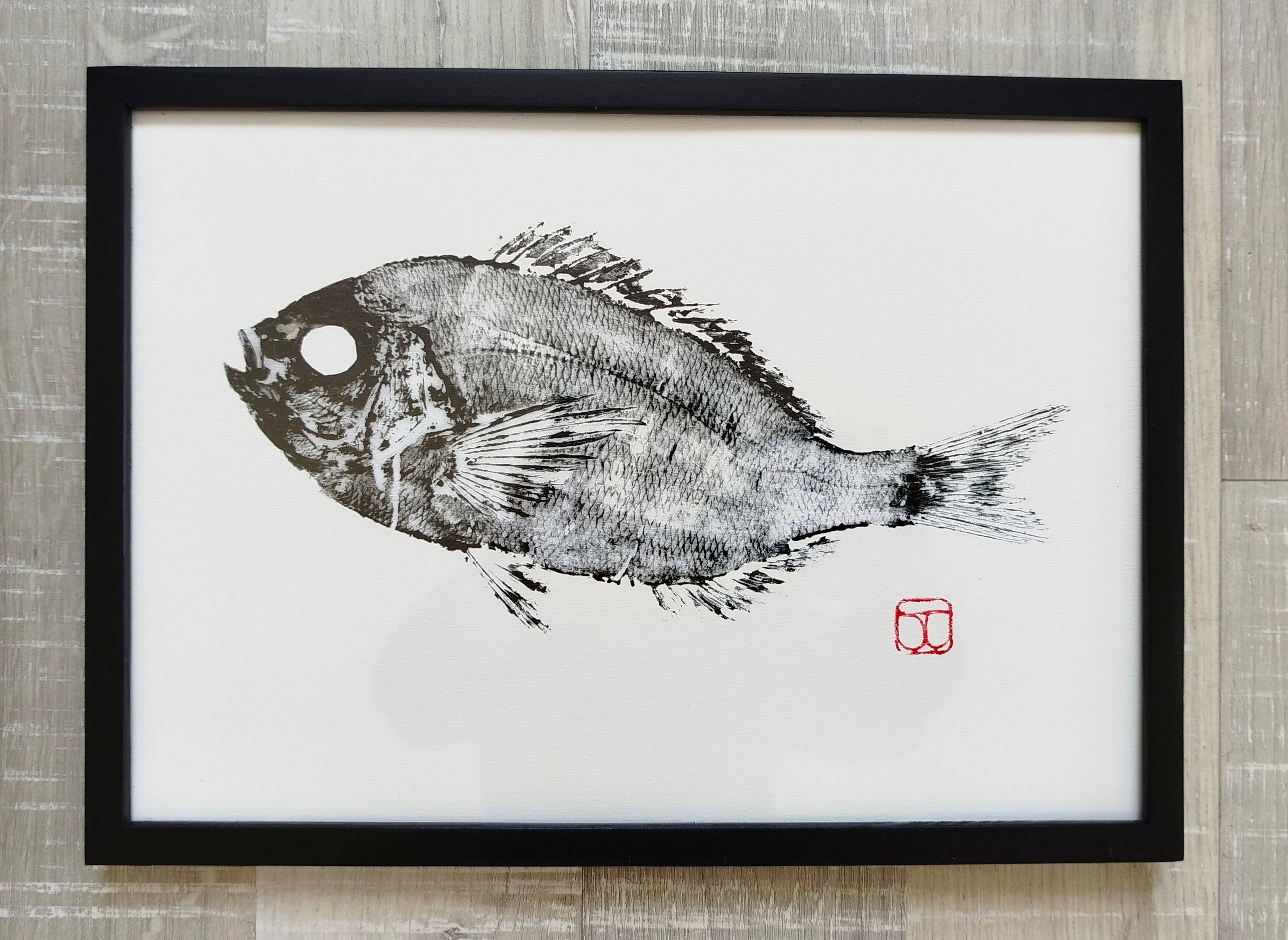 Impression d'art encadrée, "Estampe d'une dorade"