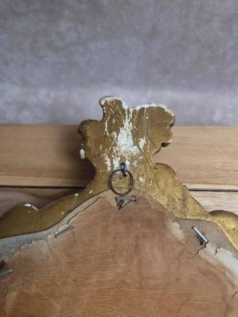 Antique gilded stucco mirror – Louis XV rococo style – 42 cm