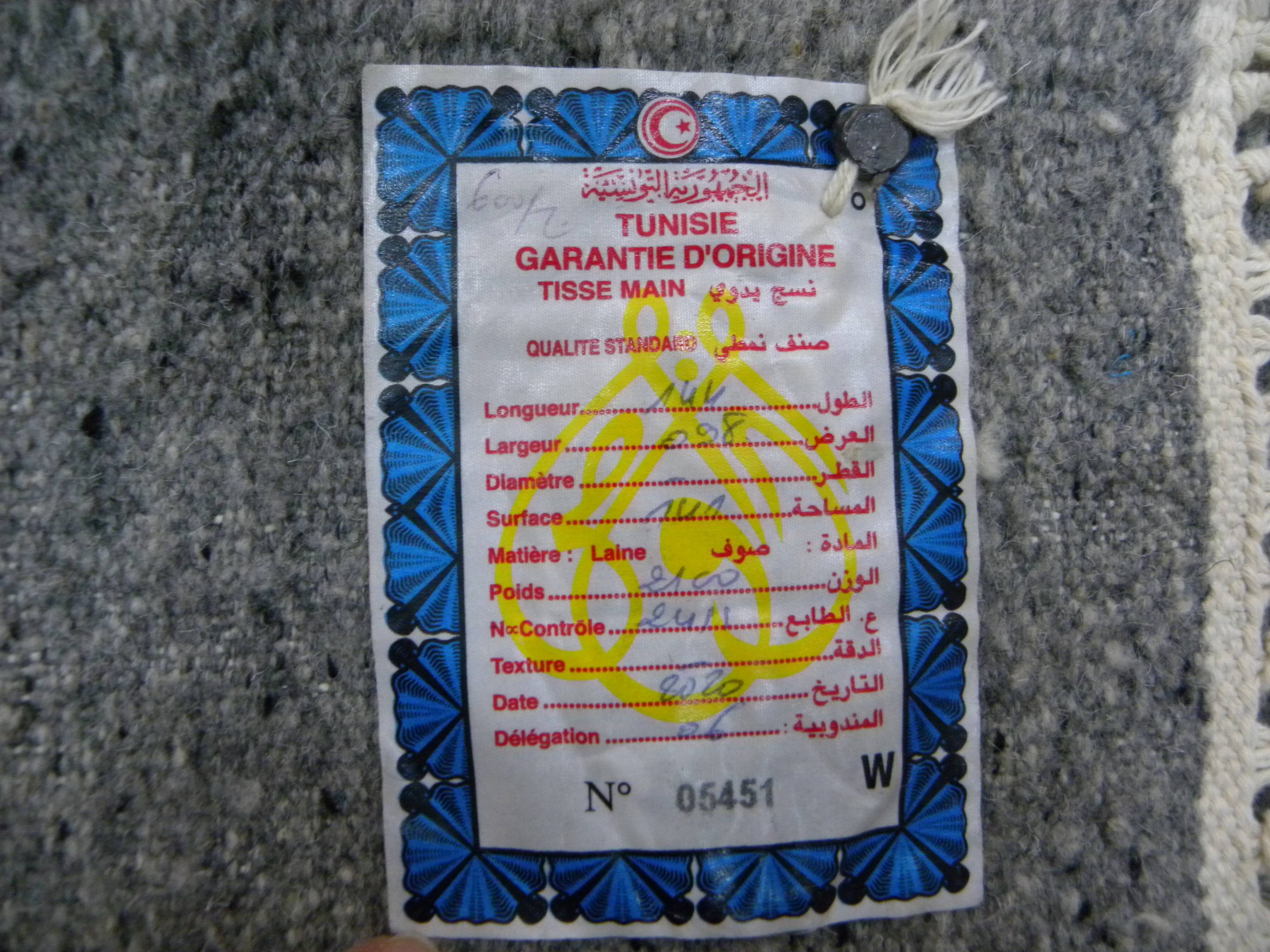 Ethnic Tribal Grey Berber Kilim Rug with Traditional Pattern