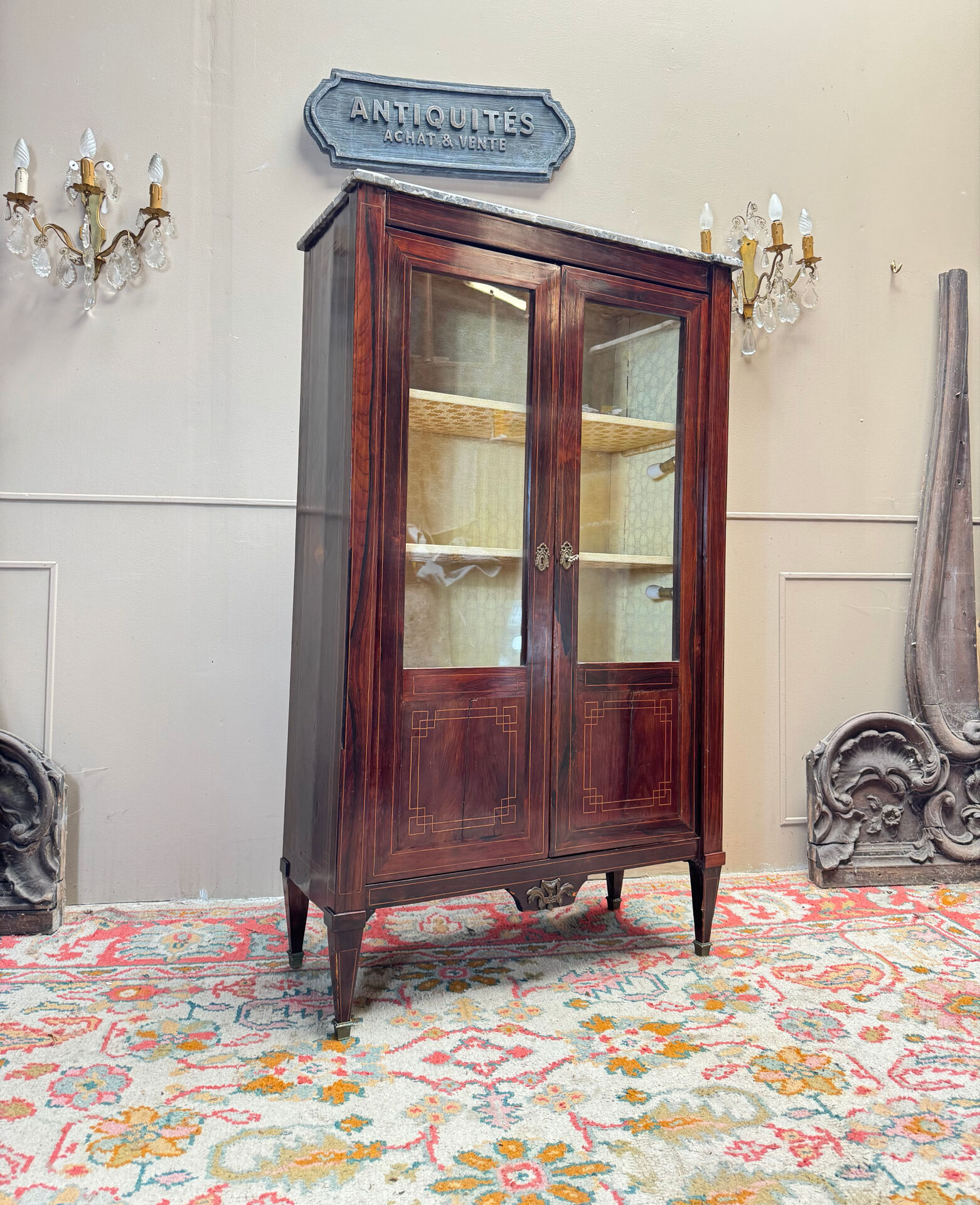 VITRINE EN MARQUETERIE D’ÉPOQUE LOUIS XVI XVIII EME SIÈCLE