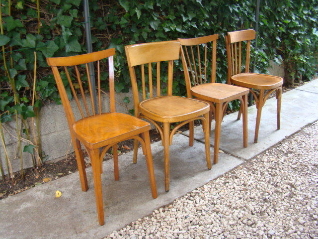Lot of four old bistro chairs