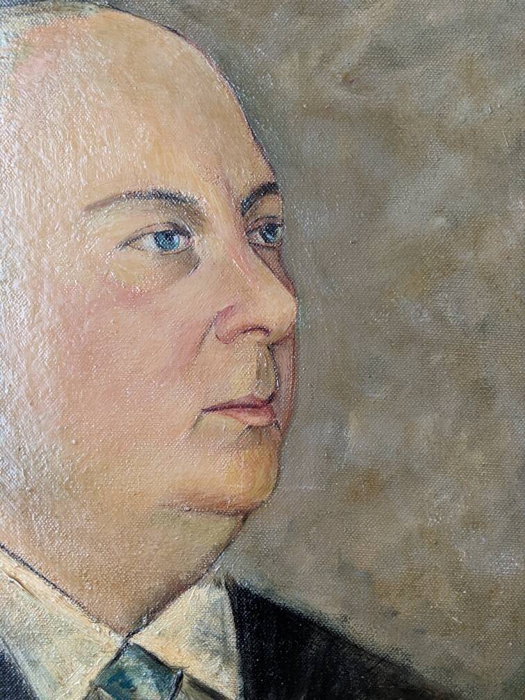 Old oil painting portrait of a man from the 20th century