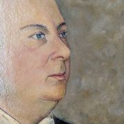 Old oil painting portrait of a man from the 20th century