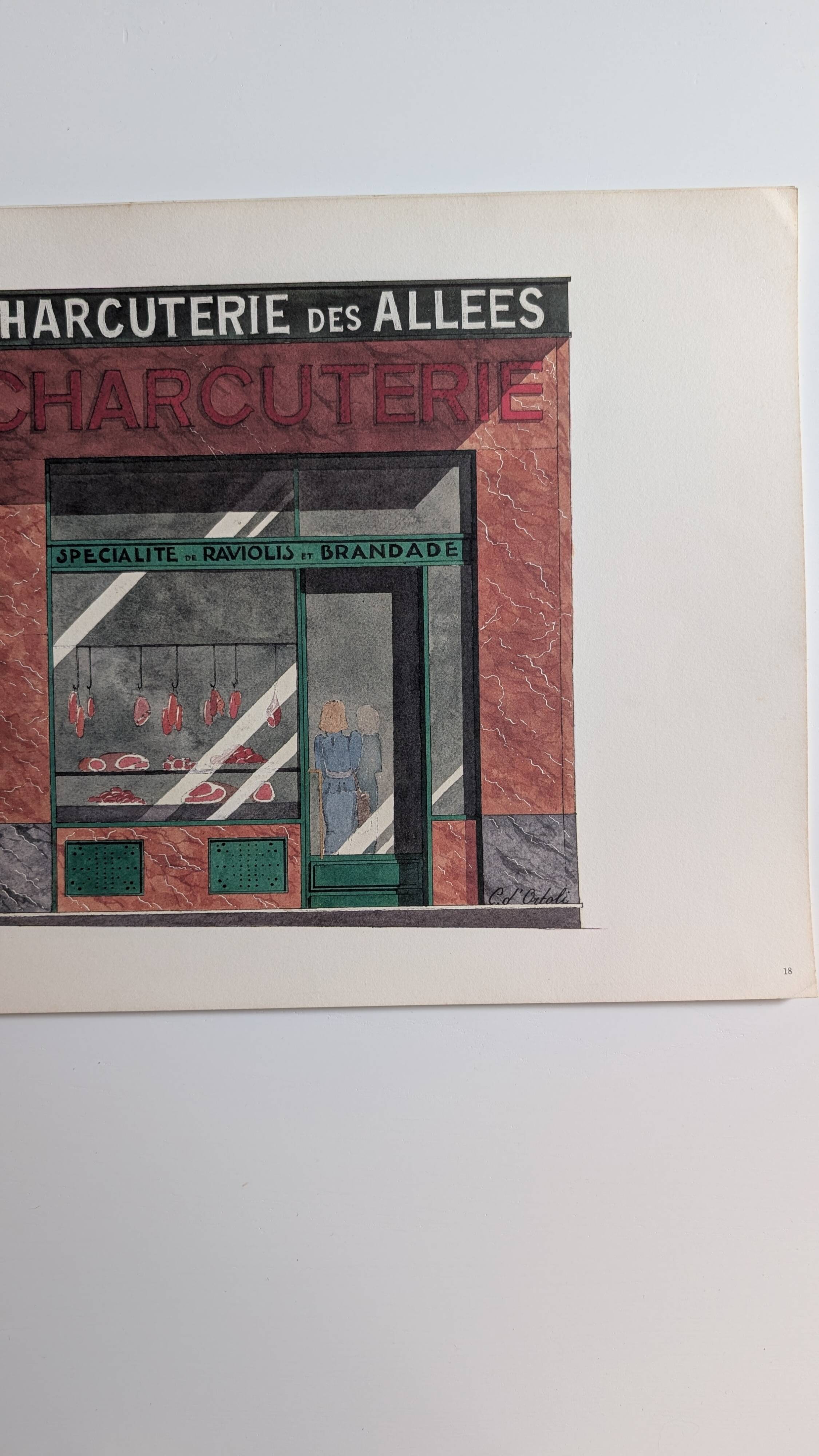 Lithograph "Charcuterie des Allées" – Catherine d'Ortoli