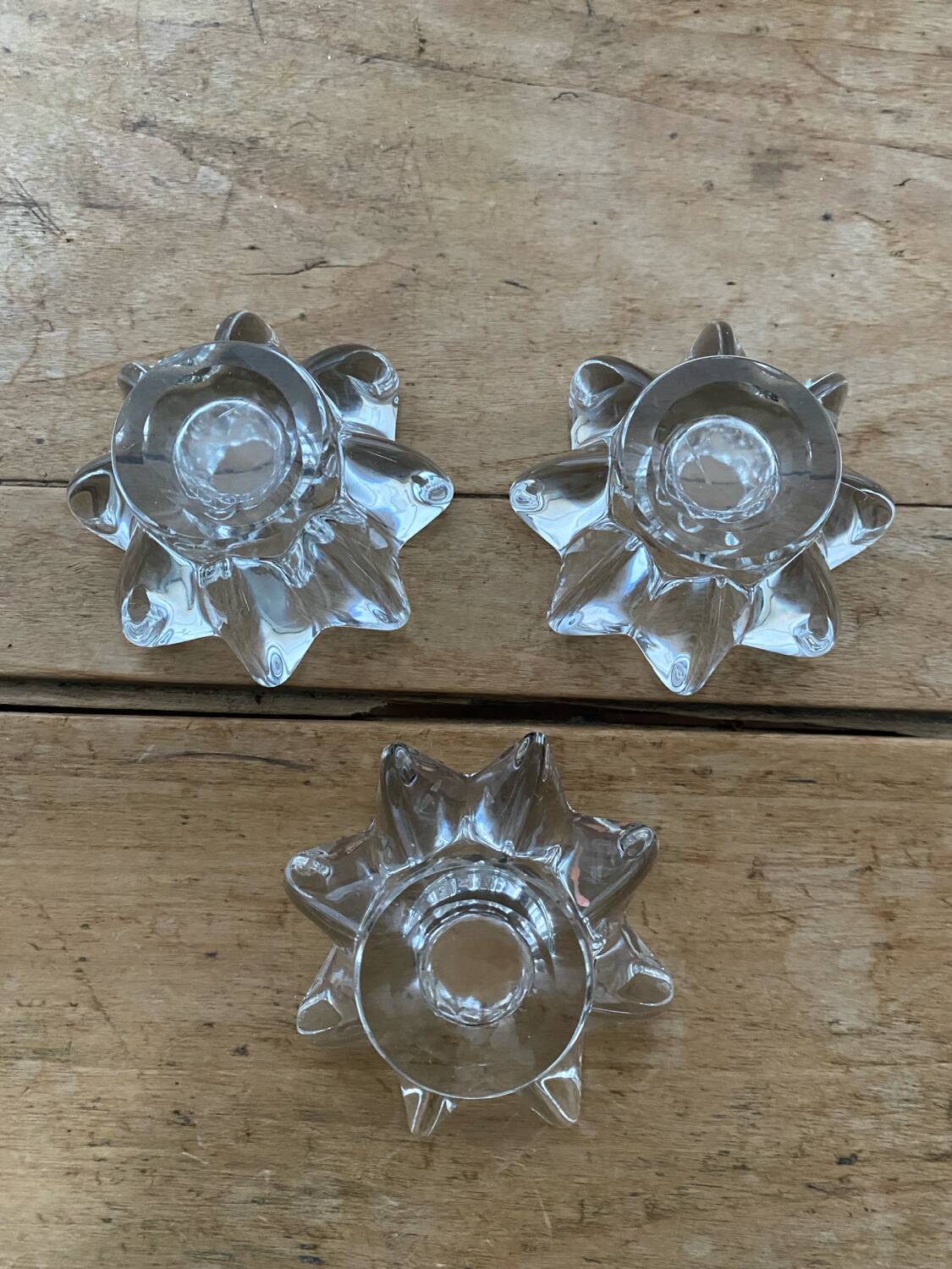 Set of 3 Pierre d'Avesn style glass candle holders