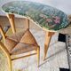 Tapered leg console table - bean-shaped canvas top