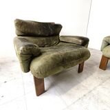 Vintage modular green leather sofa, 1960s
