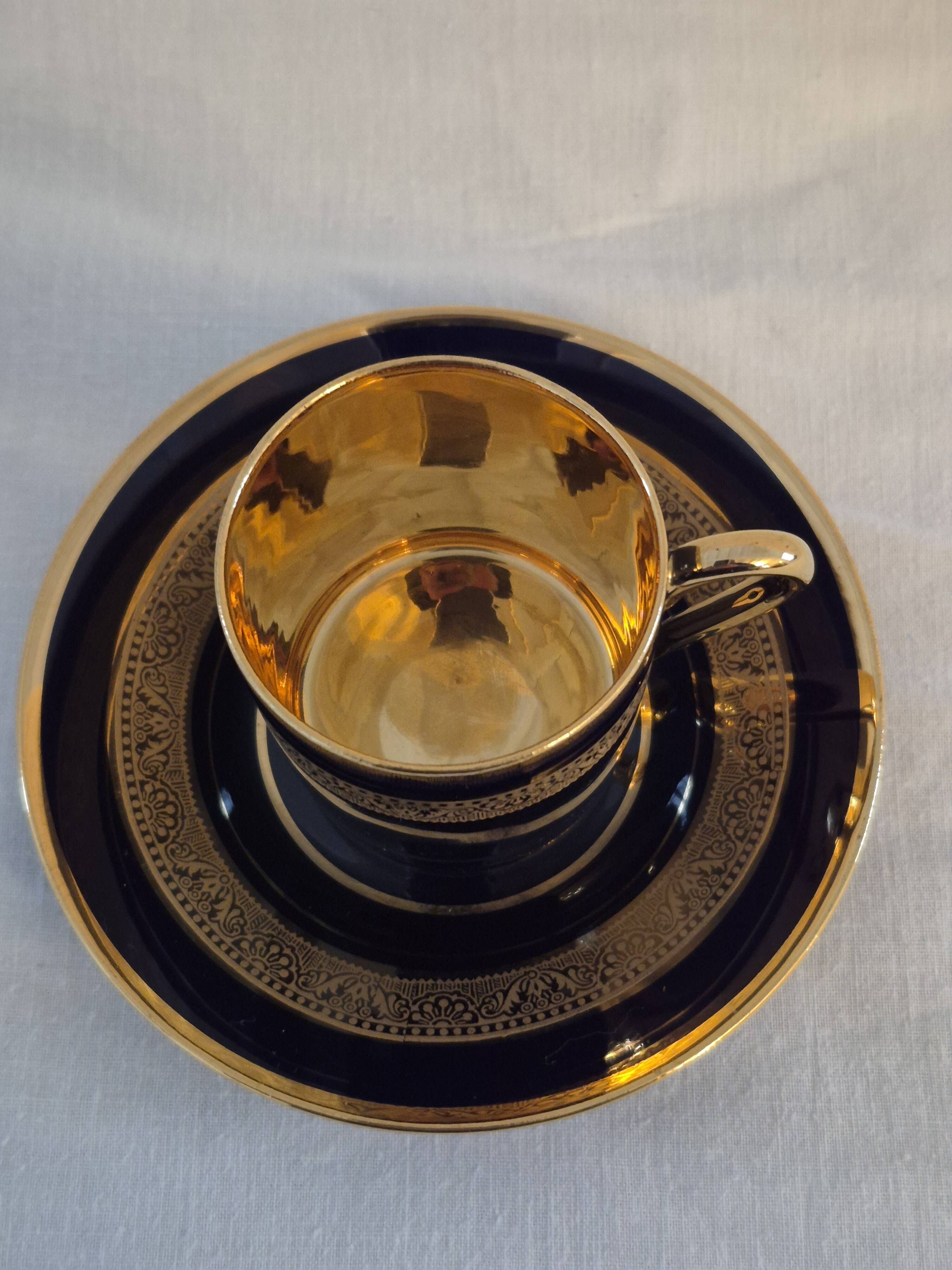 Litron cup porcelain from limoges legle blue from the oven and fine gold a464