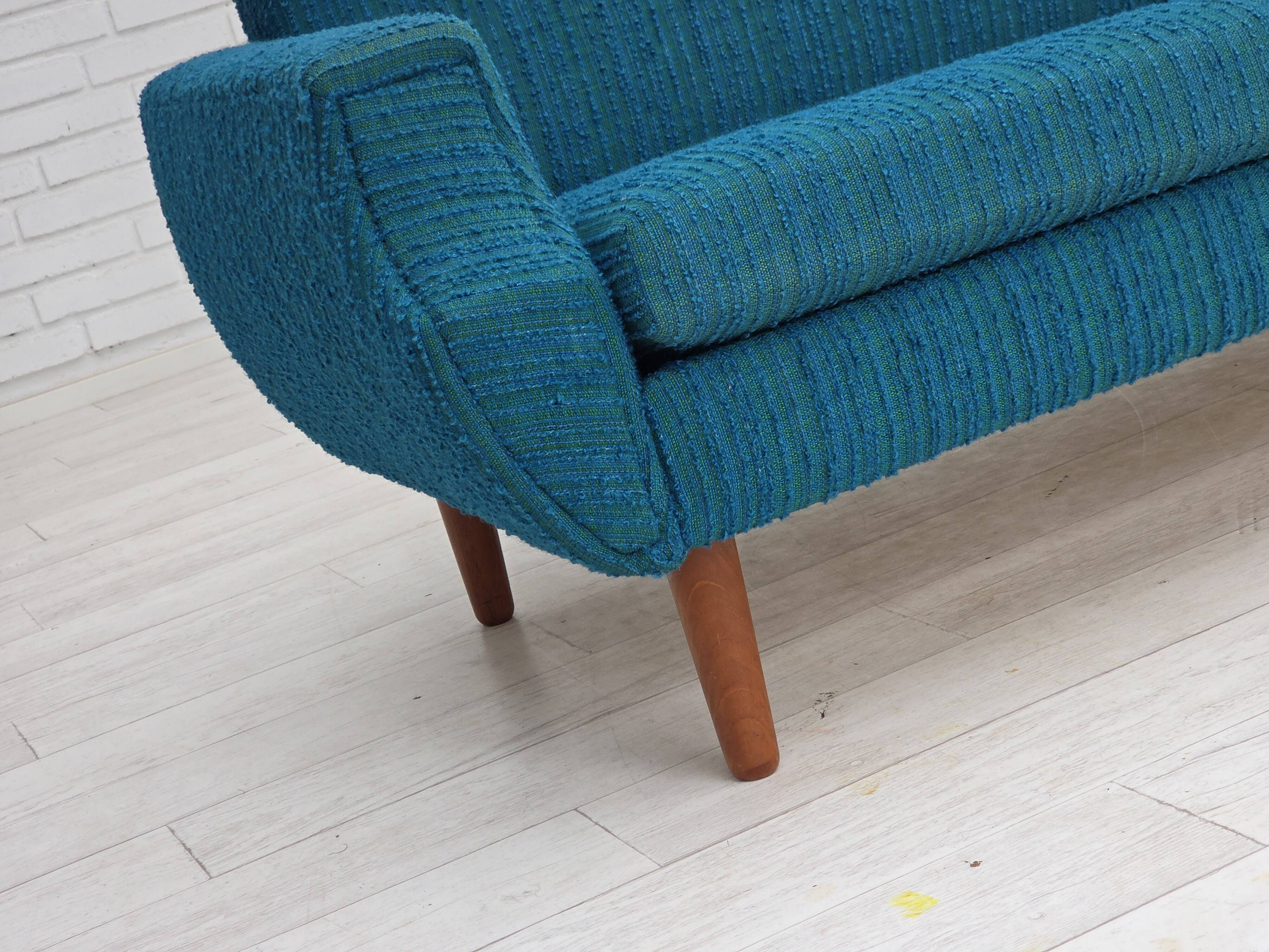 1970s, Danish 3-seater sofa, furniture wool, teak wood.