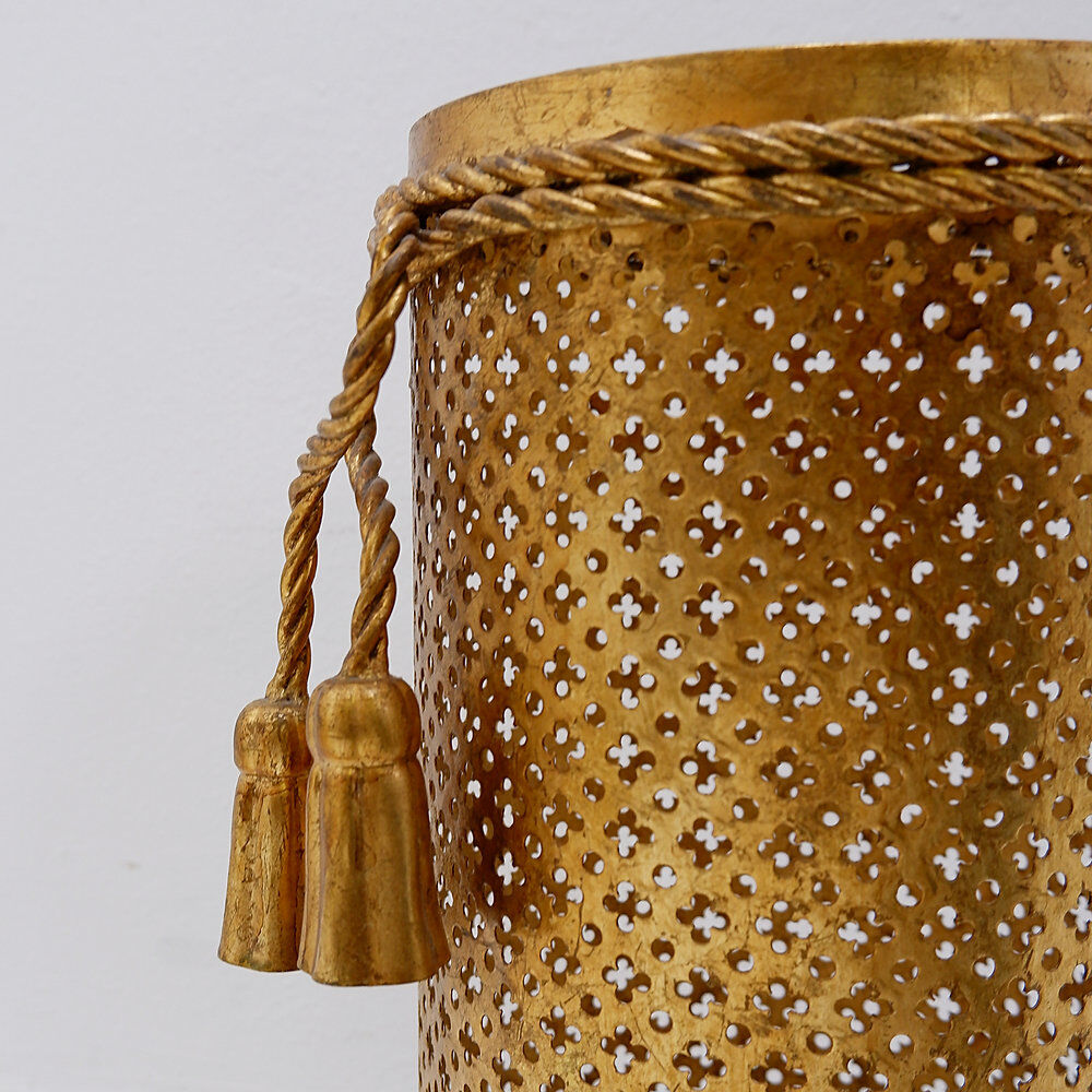 Golden umbrella stand Hollywood Regency by Li Puma Firenze, Italy 1950s