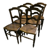 Series of 6 chairs in solid walnut and canework circa 1870