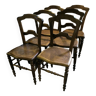Série de 6 chaises en noyer massif et cannage vers 1870