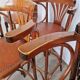 Set of 6 Vintage Bentwood Bar Stool Set: Brown Leather Seat, Nailhead Trim