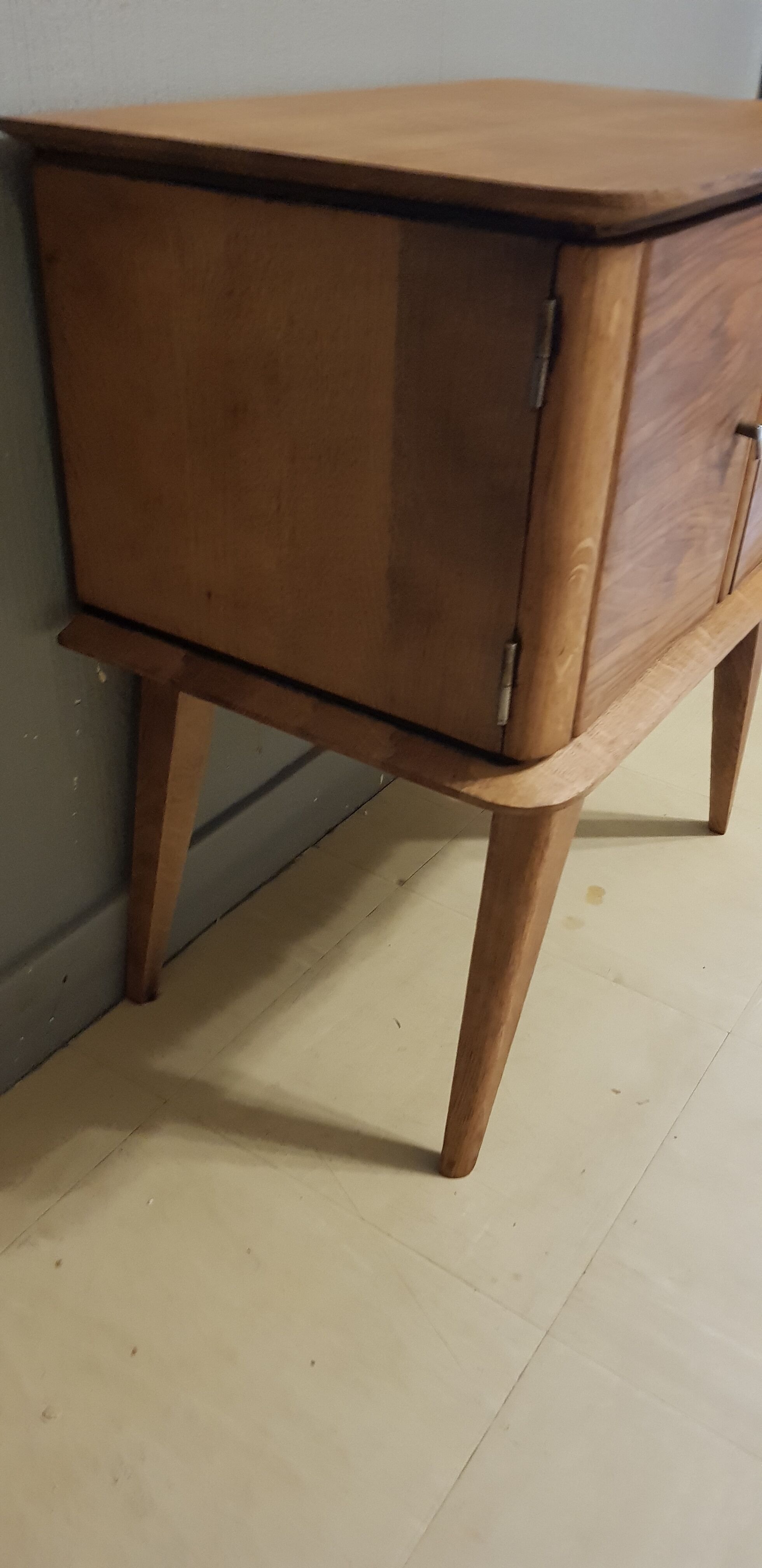 Scandinavian vintage bedside compass feet