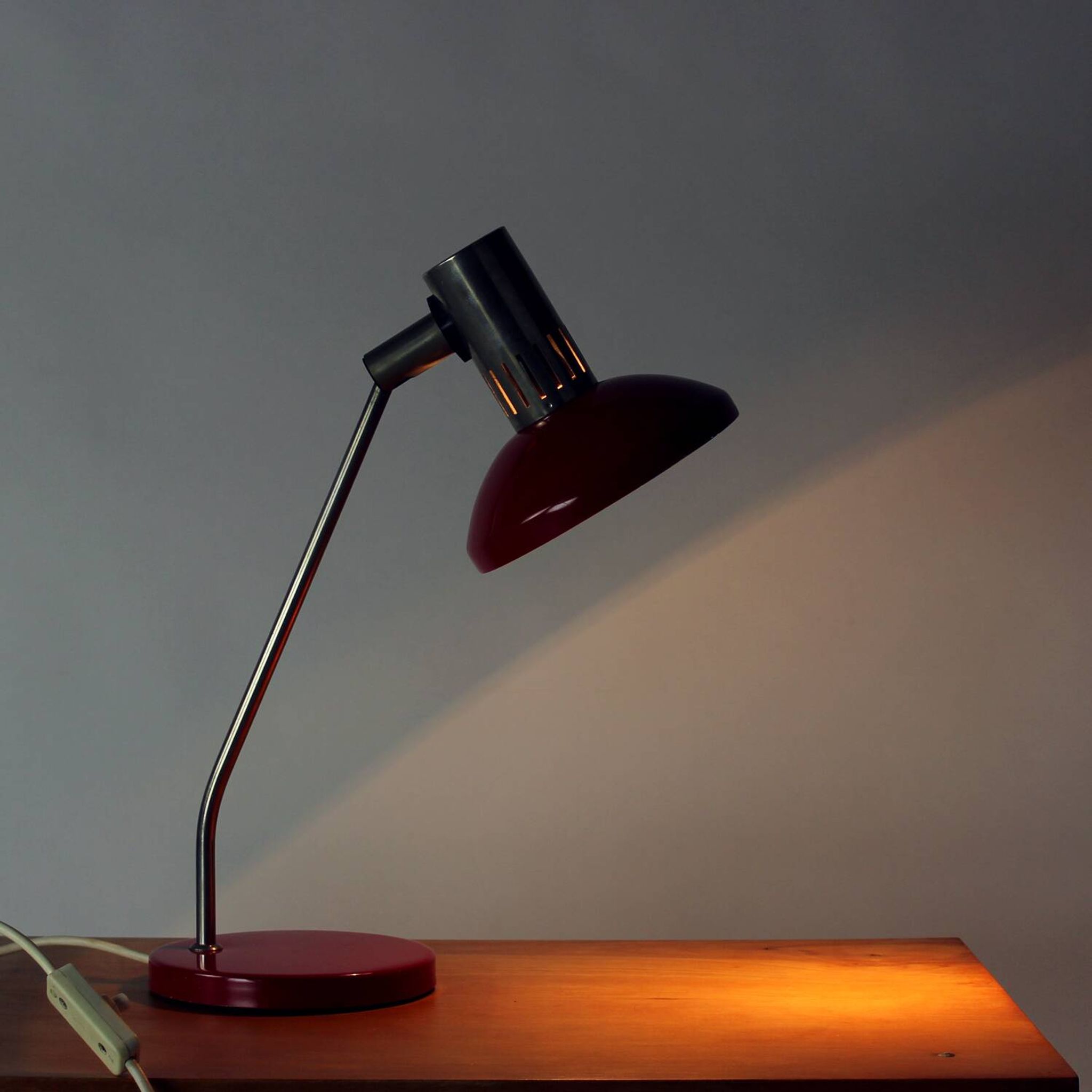 Midcentury Red Table Lamp By Aka Leuchen, Germany 1970s