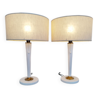 Pair of white lacquered lamps, 1970