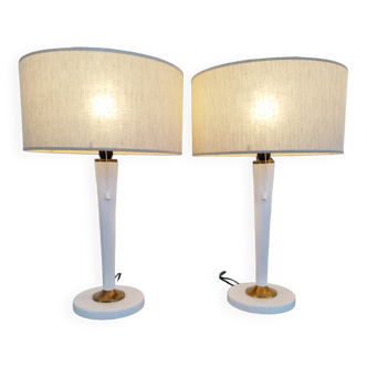 Paire de lampes laquées blanche, 1970