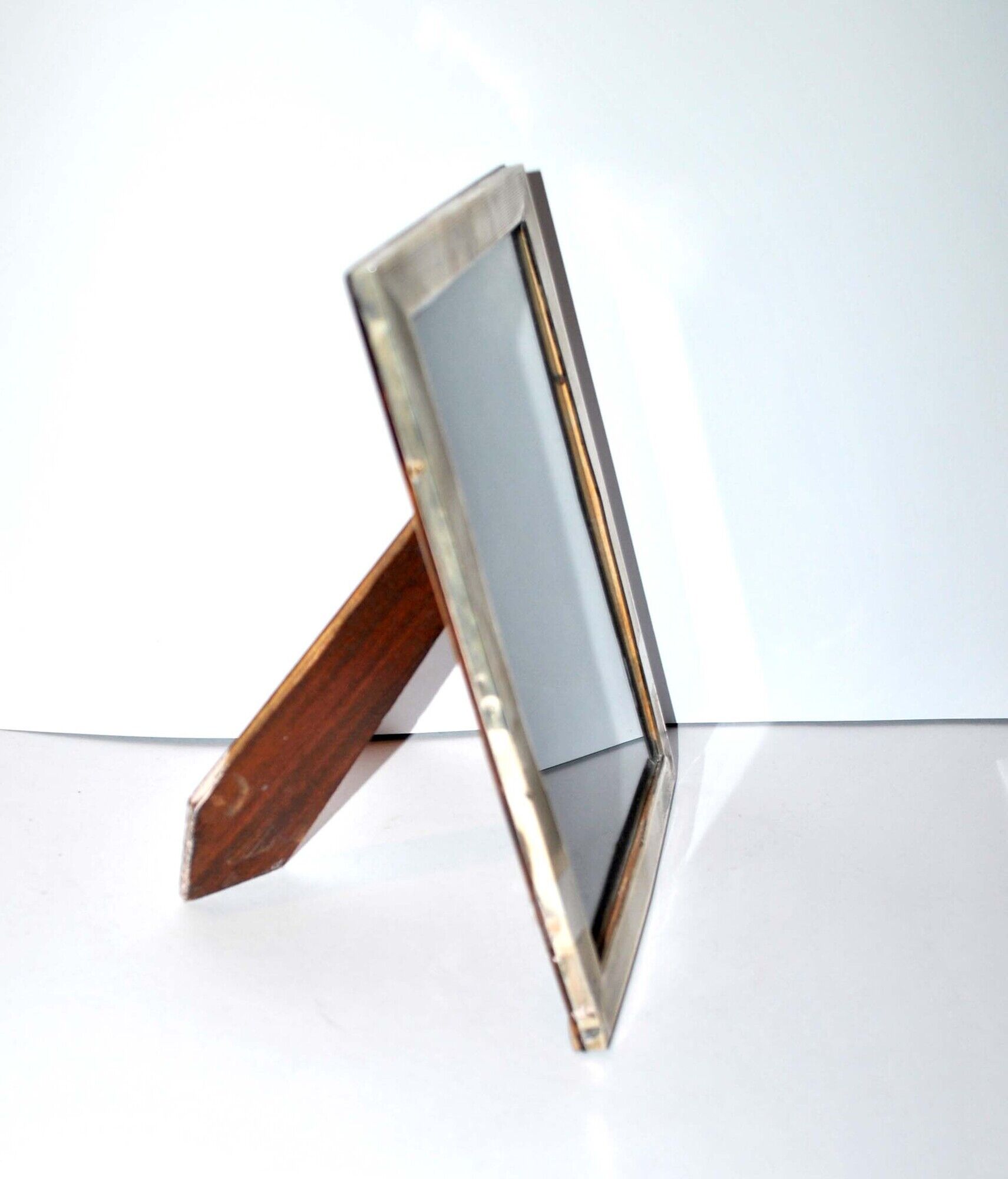 Old photo frame in wood and silver hallmark 800 - guilloche frame 16x20.5