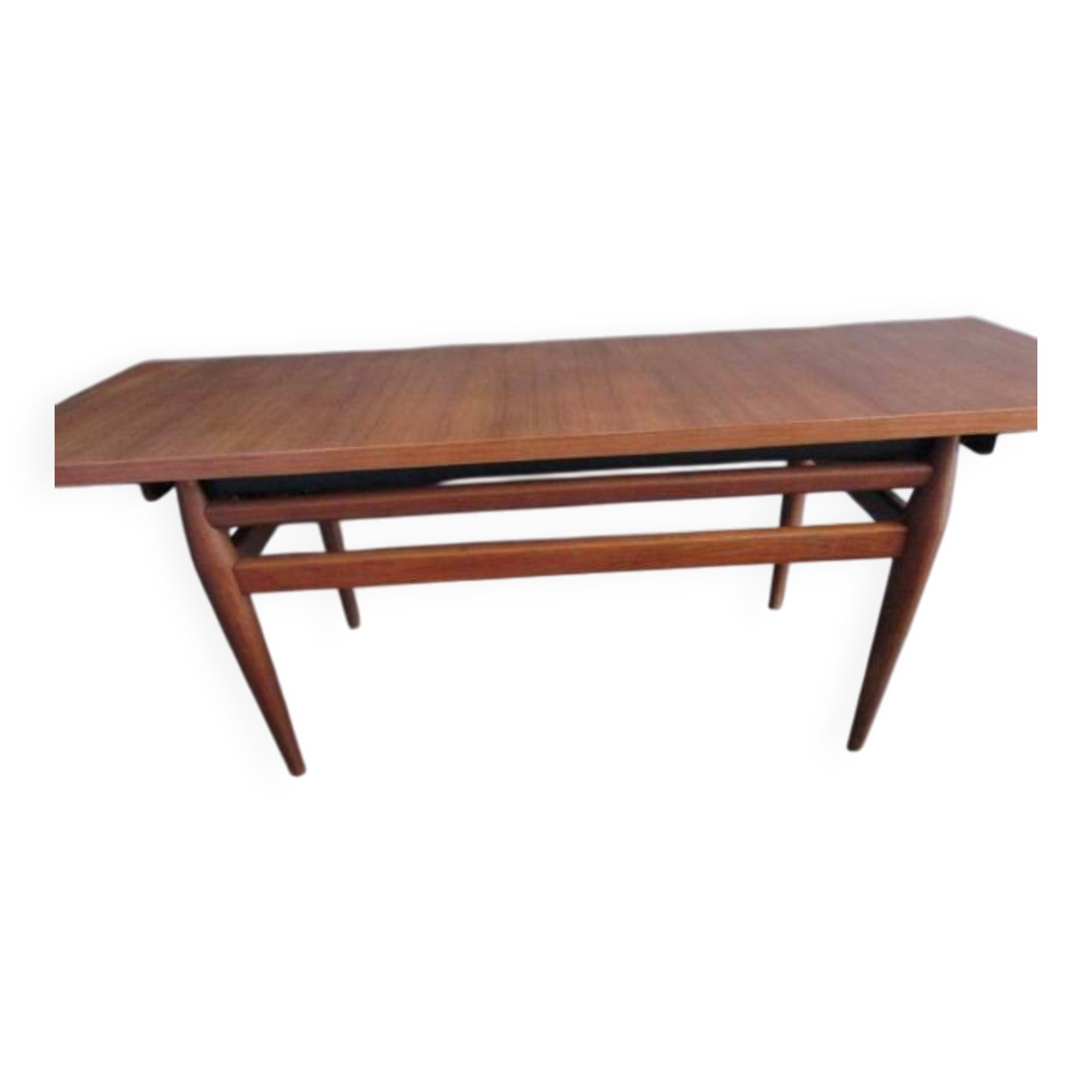Table basse monte-et-baisse scandinave en acajou – Vintage