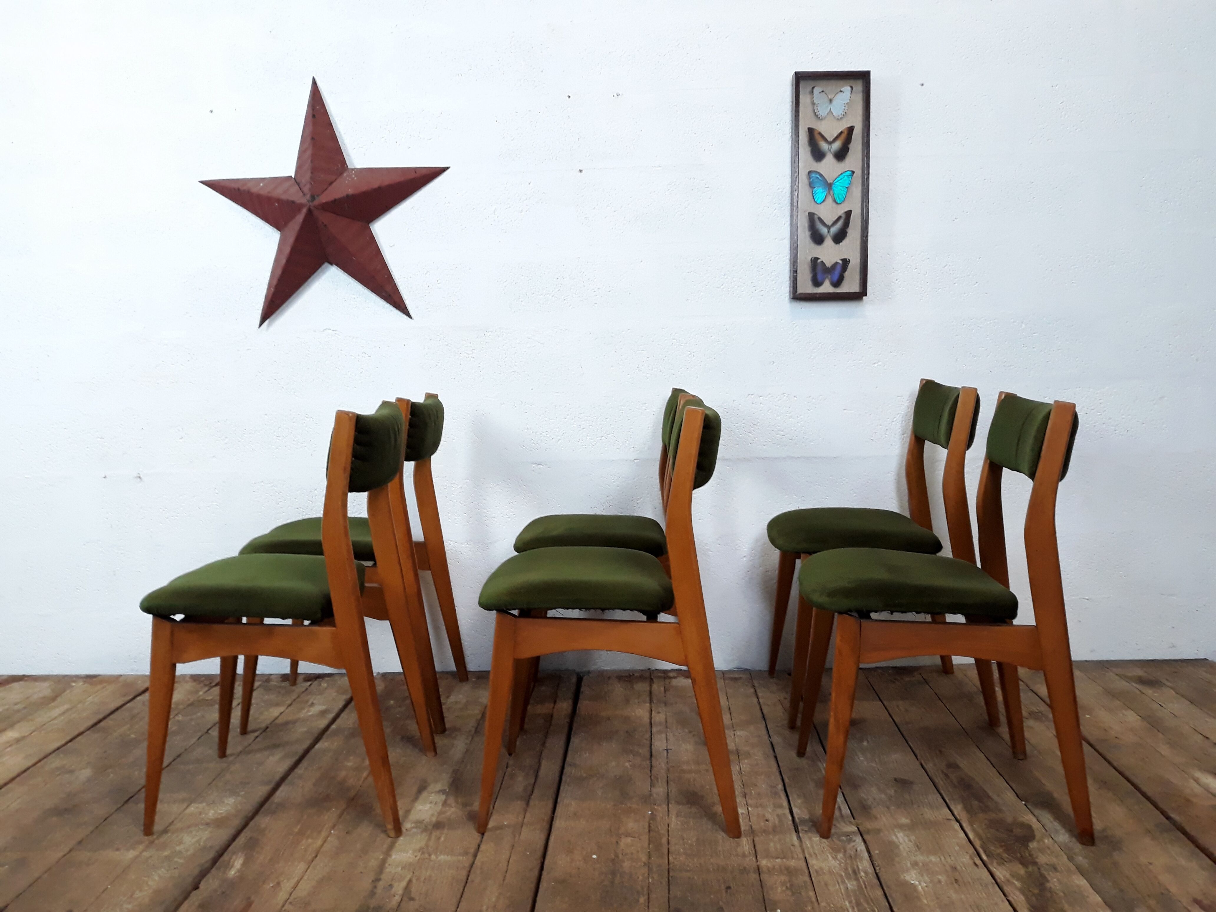 Set de 6 chaises vintage style scandinave