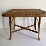 Antique rattan and bamboo coffee table, 1950