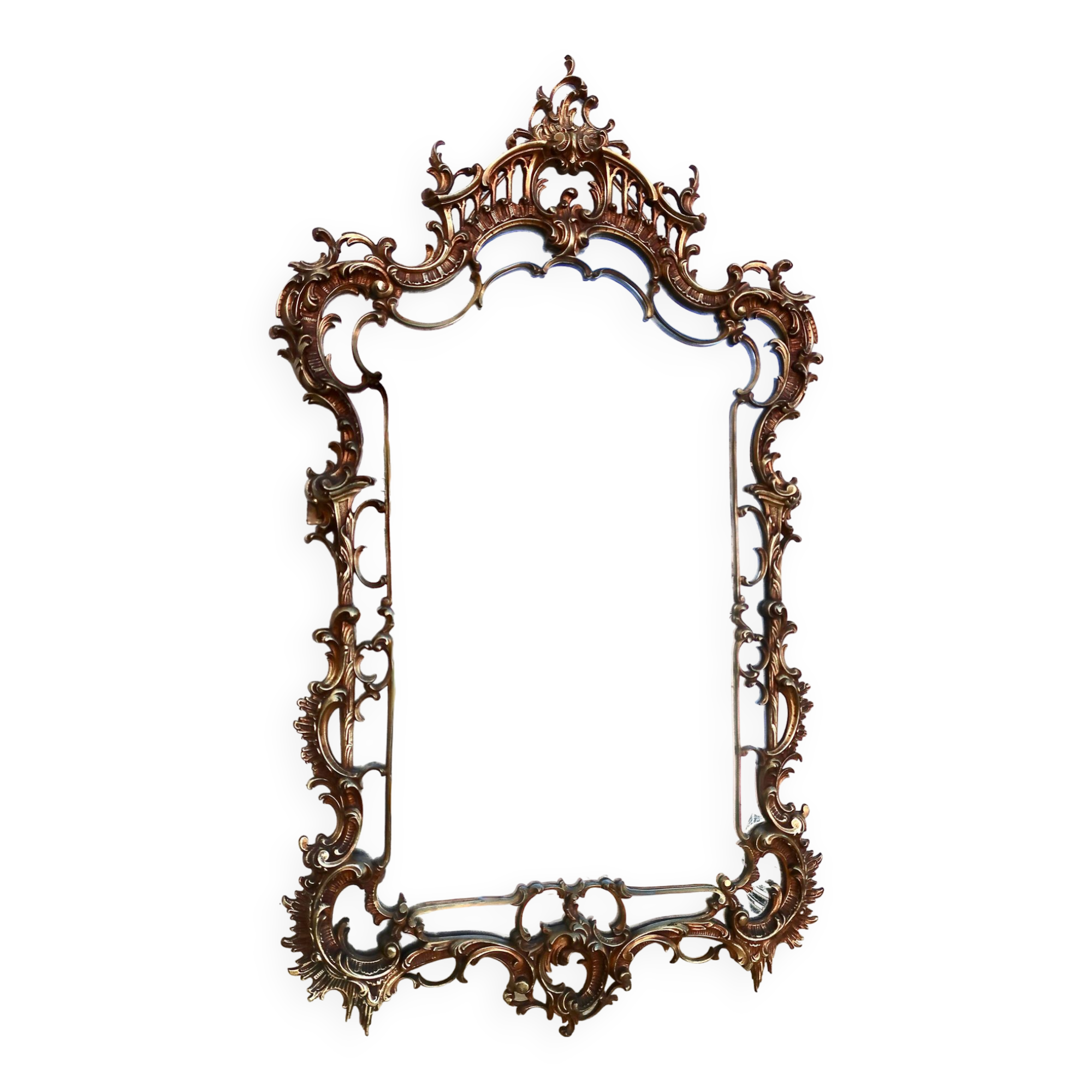 19th century baroque bronze mirror h= 104 cm
