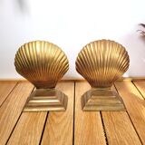 Pair of brass shell bookends