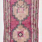3x10 pastel pink & blue vintage rug