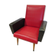 Fauteuil skai rouge et noir vintage