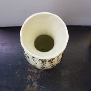 Old vase h becquet ceramic décor flowers made in belgium vintage