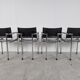 Vintage chrome and leather dining chairs set of 4 - 1980s