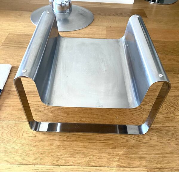 Petite Table Basse inox Design Créateur Acier Moderne Vintage Verre Mobilie