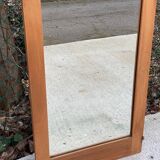 Art Deco mirror on a carved arched base, renovated in raw oak, 186cm