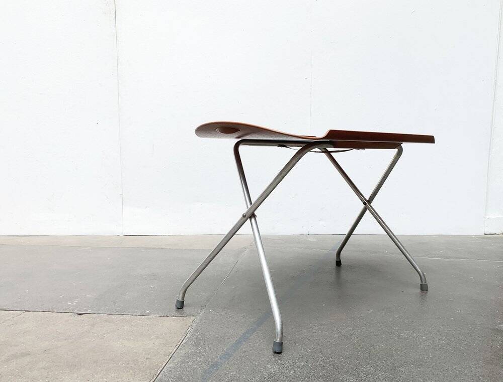 Folding table in teak with Norwegian alminette from the mid-century by F.M. Produkt, Frederiksberg Metalvarefabrik, 1960s.