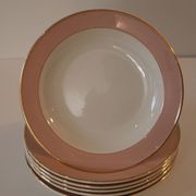 6 vintage rose gold Villeroy & Boch soup plates