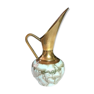 Porcelain and brass pitcher