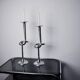 Pair of XL knotted candlesticks in aluminum, Italy, 1980