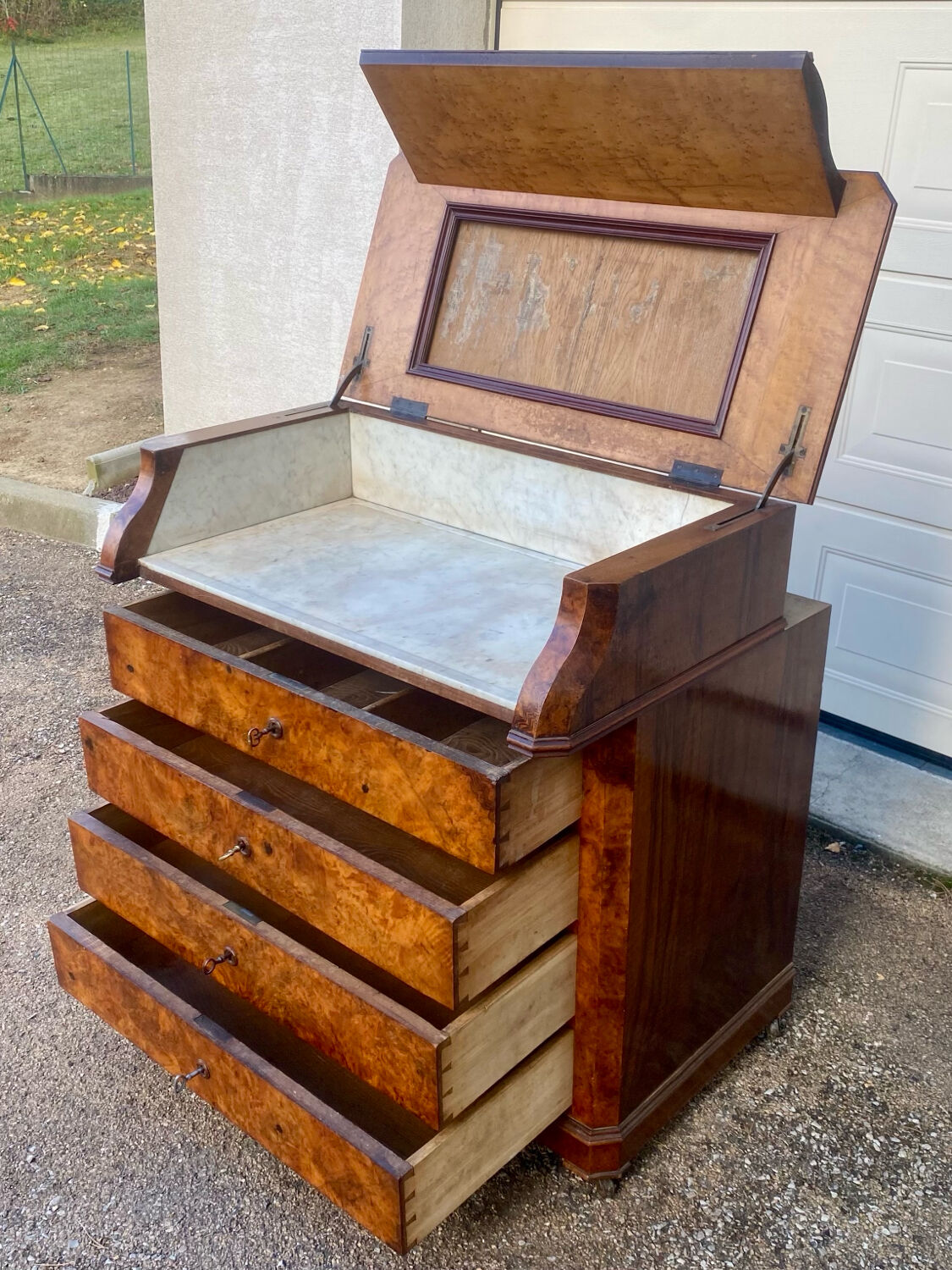 Commode de toilette Louis Philippe coiffeuse 4 tiroirs